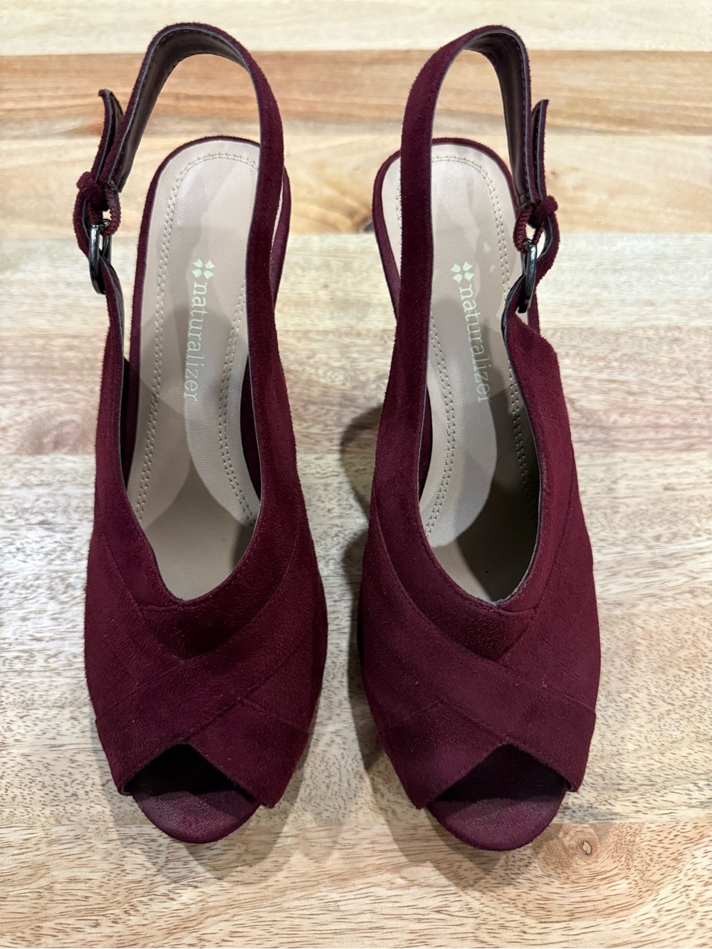 Naturalizer Burgundy Peep-Toe Slingback Heels